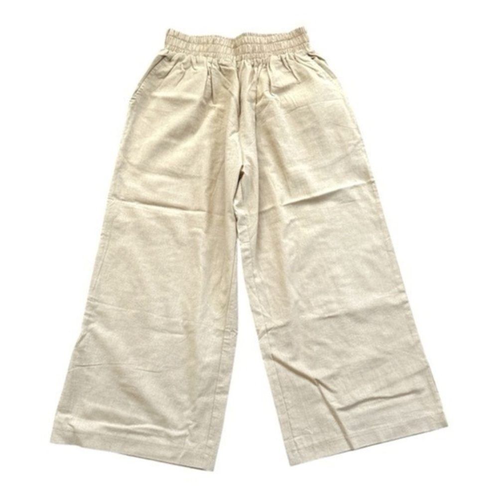 Beige Wide-Leg Pants cropped